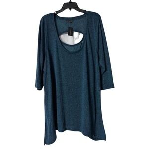 NWT Lane Bryant Womens Blue Elbow Length Top Blouse‎ Shirt Plus Size 26/28